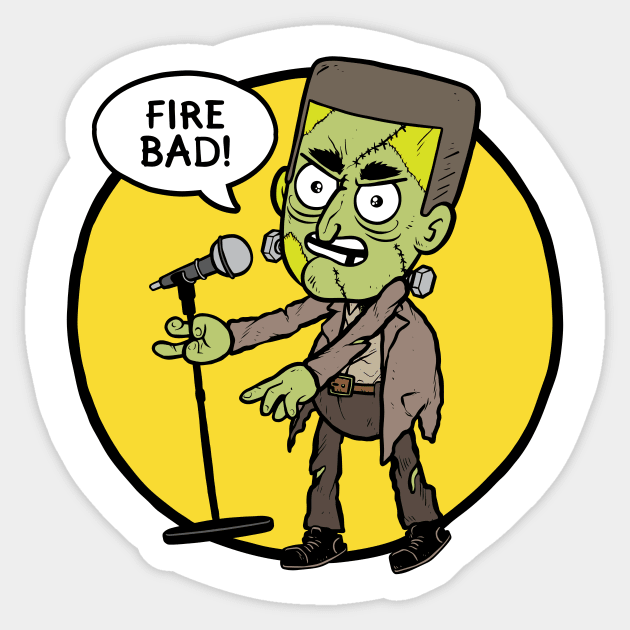 Monster of Comedy (Frankenstein's Monster) Sticker by Baddest Shirt Co.